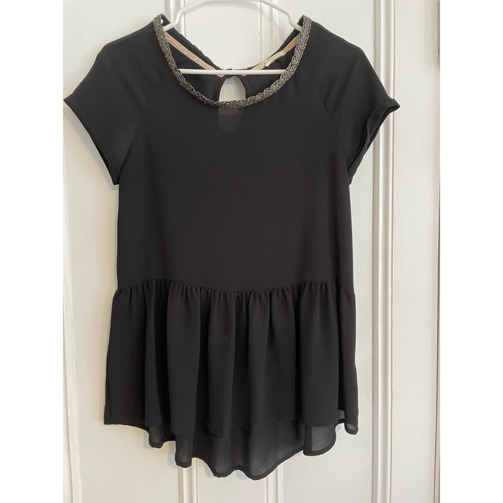 Black beaded peplum top